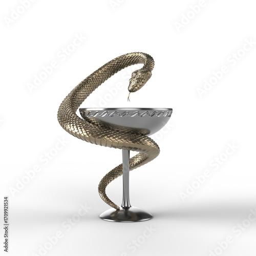 Aesculapian Staff Statue. 3D illustration. 
