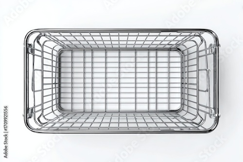 Empty metal wire shopping basket