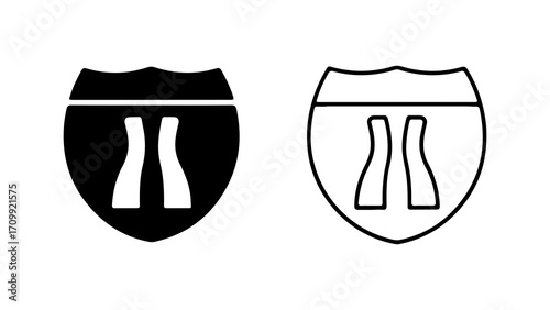 Highway Sign Icons Black and White.