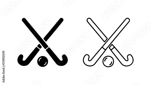 Hockey sticks and ball graphic illustration for sports and games.