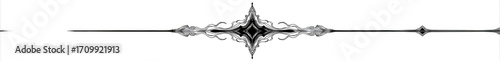 Ornate, symmetrical, black line divider with detailed, repeating,  floral-like patterns