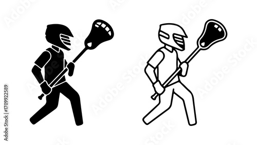 Lacrosse Player Icon Set.