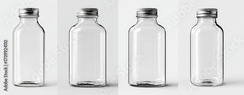Empty glass bottles with metal lids