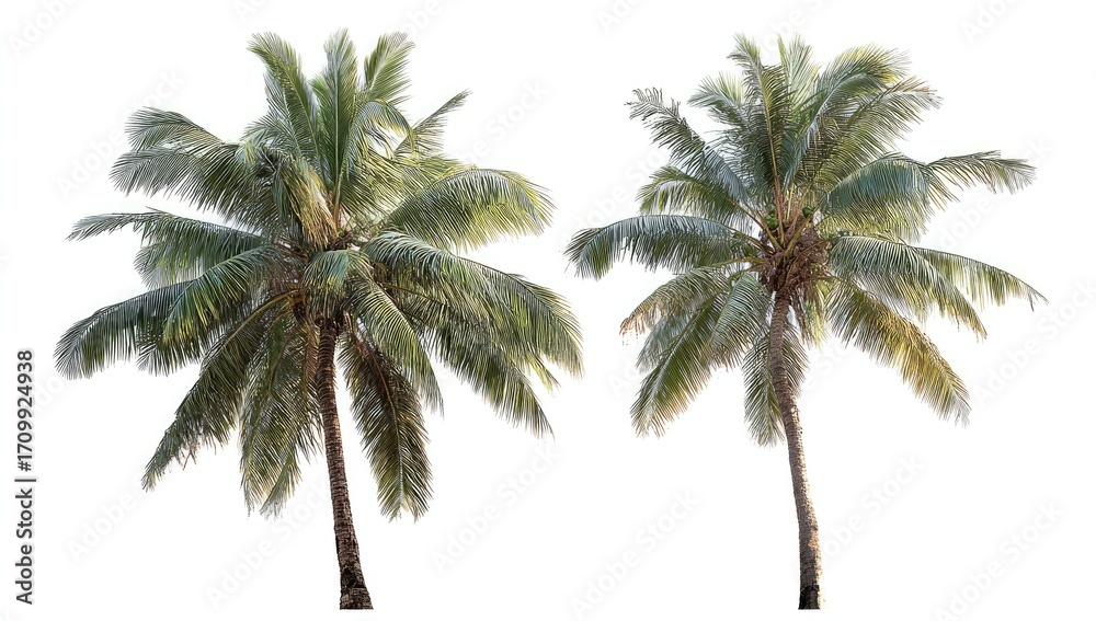 Obraz premium Two coconut palms against a white background (2)