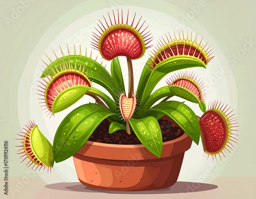Cartoon Venus flytrap in pot