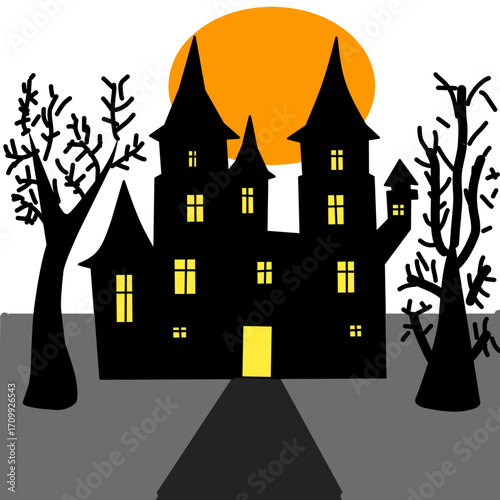 halloween house with bats