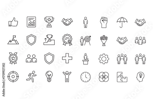 Core values and business ethics icons