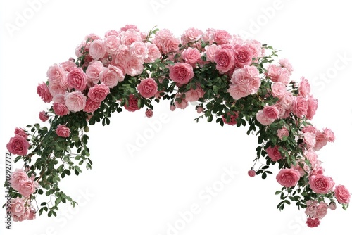 Delicate arch of pink roses cascading down