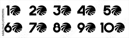 Set of collection numbers 10 to 100 with global finance element vector illustration. Global finance element with numbers 10, 20, 30, 40, 50, 60, 70, 80, 90, 100 for greetings, anniversary and more.	