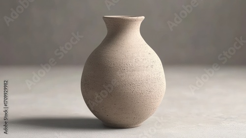 Textured Ceramic Vase: Neutral Tones, Studio Lighting, Minimalist Still Life