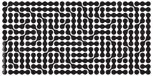 Metaball black and white Vector Background. Liquid morphing connected blobs template. Organic tech geometric backdrop.