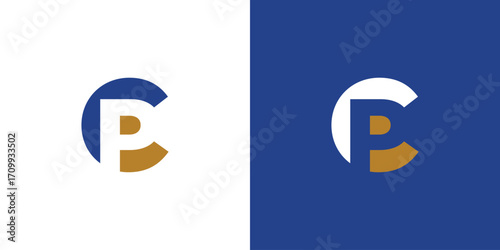 Modern and strong letter CP initials logo design