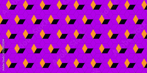 seamless geometric cubical 3D graphic design pattern. Dark Minimalist 3D Lit Transparent Cubes Grid Pattern. Cube seamless background. Vector illustration. Vector seamless geometric hexagon pattern.