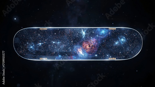 Transparent Glass Skateboard with Tiny Galaxies Inside
