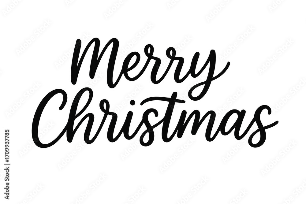 Elegant black merry christmas lettering on transparent background