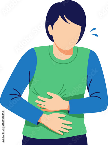 Stomach Pain Abdominal Discomfort Medical Symptom Minimalist Illustration
