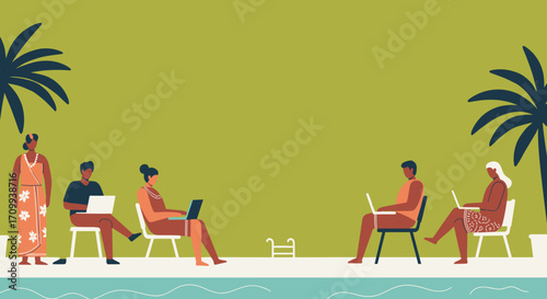 Two business professionals collaborate on a project, analyzing data and processes. Ideal for themes of teamwork, strategy, and data management.