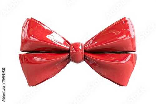 Glossy red bow tie,  3D rendering