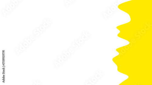 Vibrant yellow abstract wavy shape on the right, providing dynamic visual interest and copy space on the white left side.