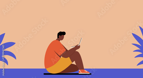 Person working remotely on laptop in a comfortable, modern home office surrounded by plants, depicting flexible work-life balance and digital productivity.