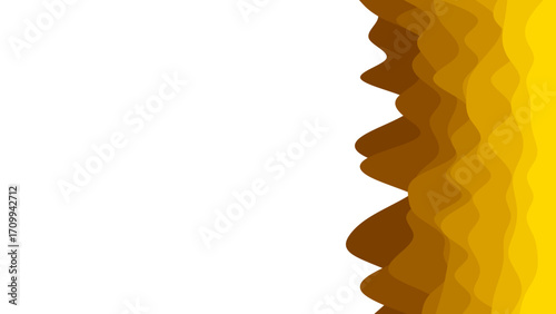 Abstract graphic design featuring flowing, wavy layers in warm brown and yellow tones on a clean white background. Ideal for digital projects.