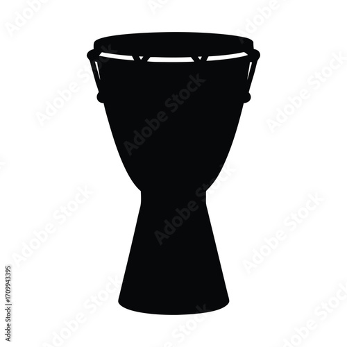 Djembe drum vector illustration african percussion instrument silhouette musical equipment isolated art design