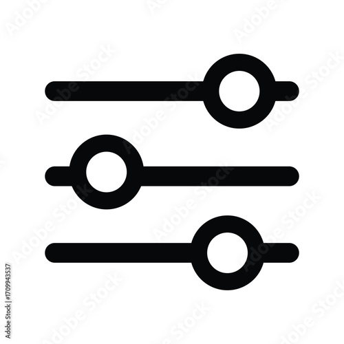 Control Panel Interface Icon: A simplistic and sleek vector icon of a control panel, showcasing three horizontal sliders. This image embodies the concept of adjustment and setting