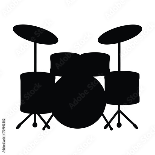 Drum set silhouette vector illustration for music lovers and percussion instrument enthusiasts design
