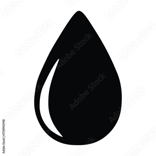 Black Drop Silhouette: A sleek, minimalist illustration of a single, black drop against an uncluttered background. Evokes the core essence of the element, conveying simplicity and purity. 