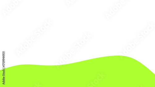 Abstract wavy bright green shape on a clean white background, creating a fresh, minimalist design with ample copy space. Ideal for nature, growth, or spring themes.