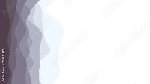 Abstract layered wave pattern in soft grey and purple tones on white, creating a tranquil, modern background for design and presentations.