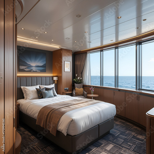 modern ship cabin of the lainer, sea cruise