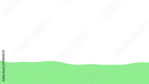 Wavy light green shape resembling rolling hills or a gentle liquid surface with ample white copy space above. Ideal for abstract nature themes, fresh concepts, or clean backgrounds.