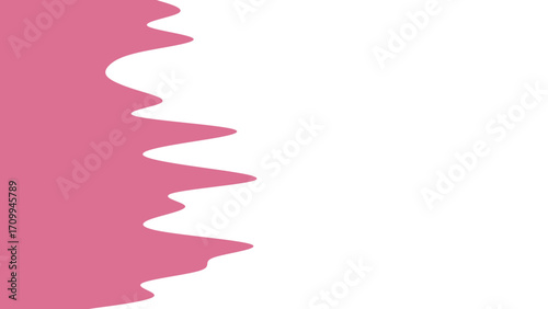 Abstract pink wavy border on a clean white background, creating a dynamic and playful graphic element for design projects, banners, or sweet themes.