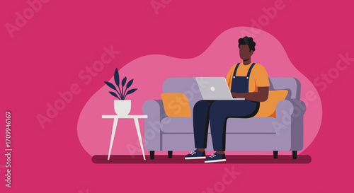 A man works remotely on his laptop from a comfortable hammock outdoors, embodying flexible work, digital nomad life, and a balanced lifestyle.
