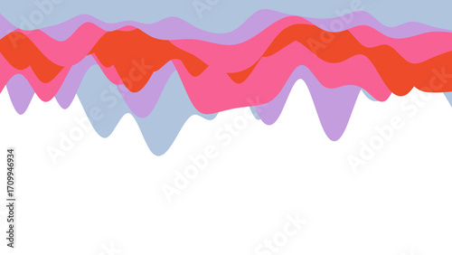 Colorful, overlapping abstract waves in pink, orange, purple, and blue against a clean white background. Modern graphic design for creative projects or digital media.