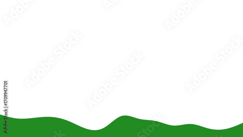 Minimalist green wavy landscape on a clean white background, offering ample copy space for nature-themed designs or presentations.