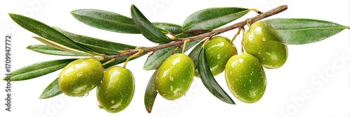 Wallpaper Mural Olive branch with fresh, green olives Torontodigital.ca