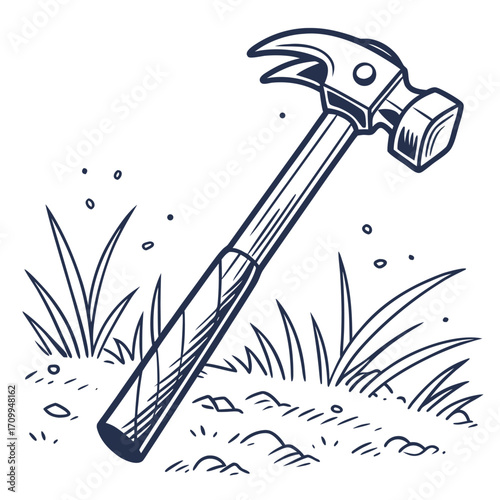 The claw hammer, a versatile construction tool with a black handle and a steel head, is an essential piece of hardware for carpentry work and repair