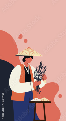 Dynamic illustration of a man running with a staff, symbolizing ambition, progress, and aiming for success in business or personal goals.