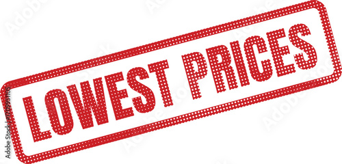 A red stamp announces Lowest Prices with a dotted pattern