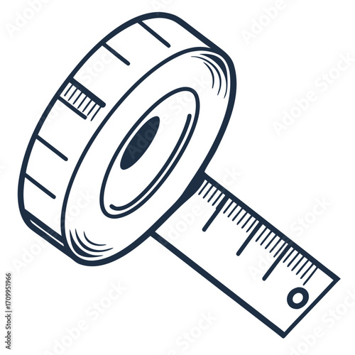 Vector illustration of a measuring tape as a web and business symbol, isolated on white background