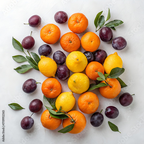 fresh fruits on a white background