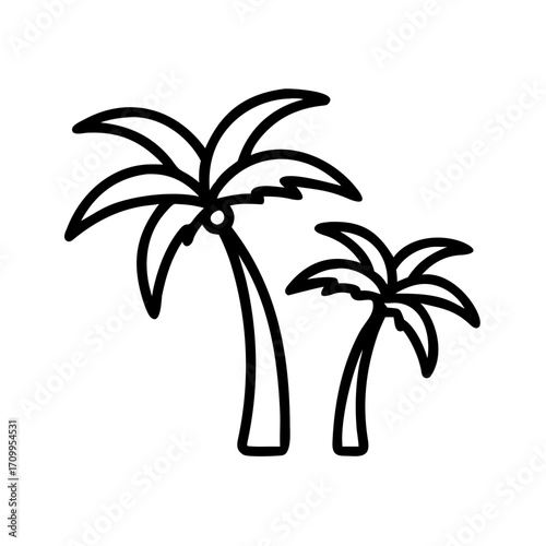 Palm tree vector illustration tropical beach vacation summer outline drawing silhouette design element isolated icon 1