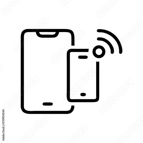 Mobile phone connection wireless wifi signal transfer data sharing technology communication device vector icon