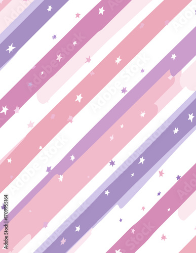 Motif vectoriel sans couture de lignes diagonales roses et mauves avec des étoiles