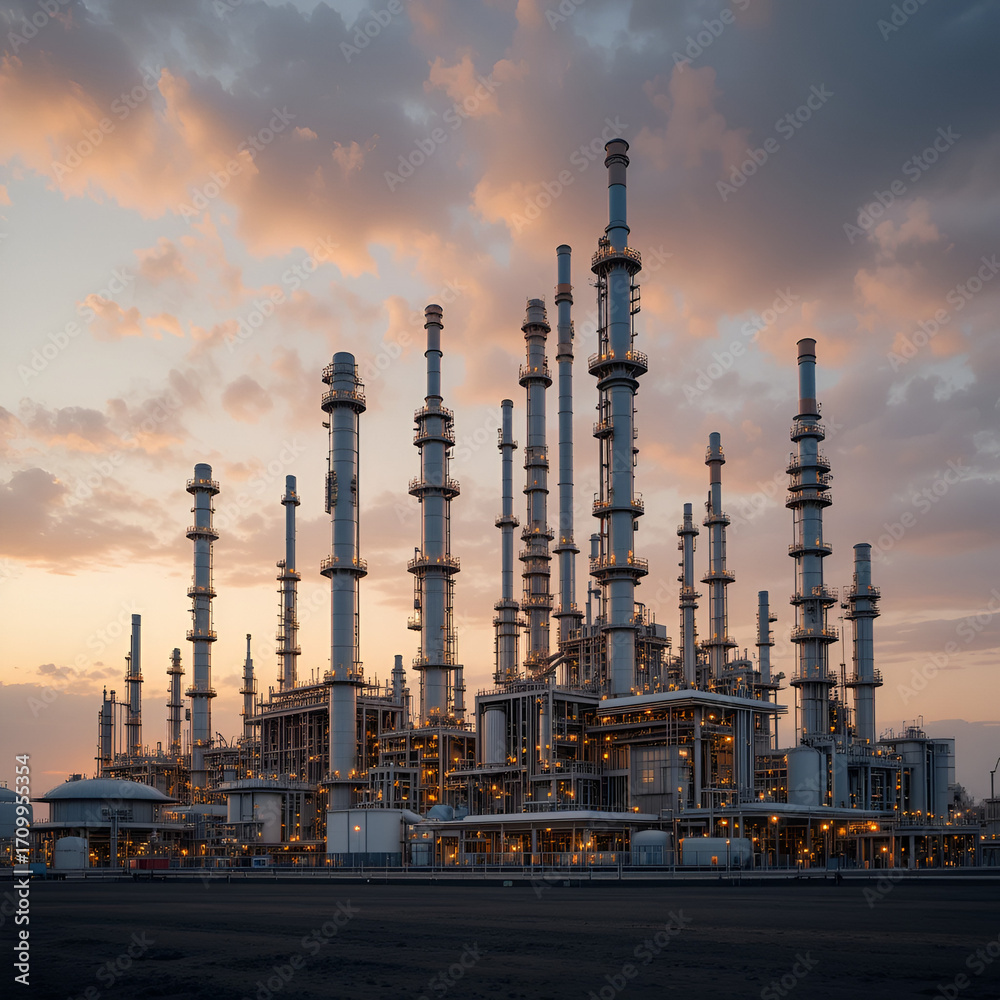Fototapeta premium Factory of oil and gas refinery industrial plant
