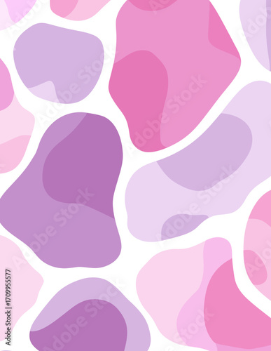 Motif vectoriel sans couture de formes organiques arrondies, tons roses et violets
