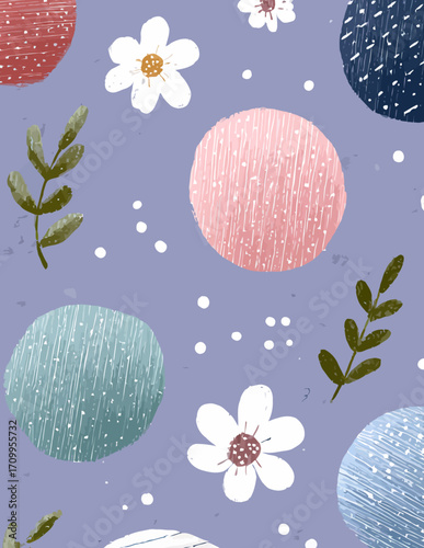 Motif vectoriel sans couture de style simple sur fond lavande