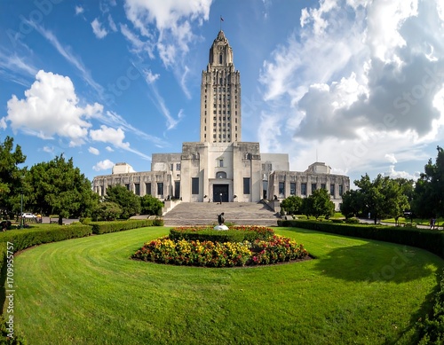 Majestic Louisiana State Capitol Building in Pristine Surroundings